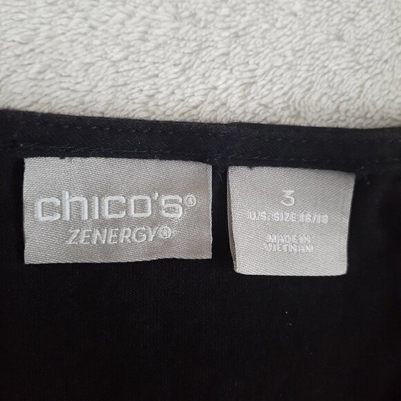 Chico's Zenergy Black Floral Embroidered Shirt Size 3 (16/18) - Picture 6 of 11